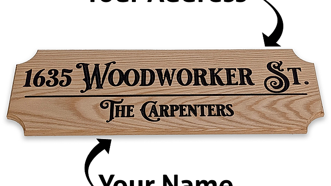 Traditional Home address Sign Black Letters, solid Red Oak wood with Royal signa