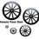 Thumbnail: Black 11 spoke wheels for crafts (Set of 4),  Composite wooden wheels,