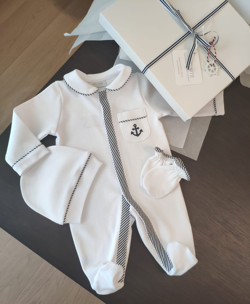 Marin temalı bebek tulum seti