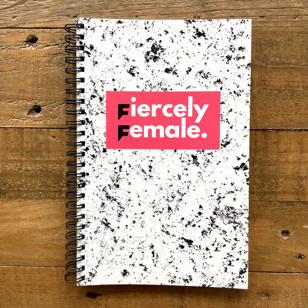 Fiercely Female Black & White Paint Splattered Notebook (A5)