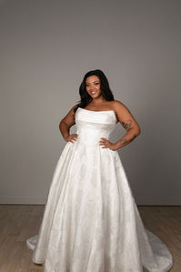brocade plus size wedding dress