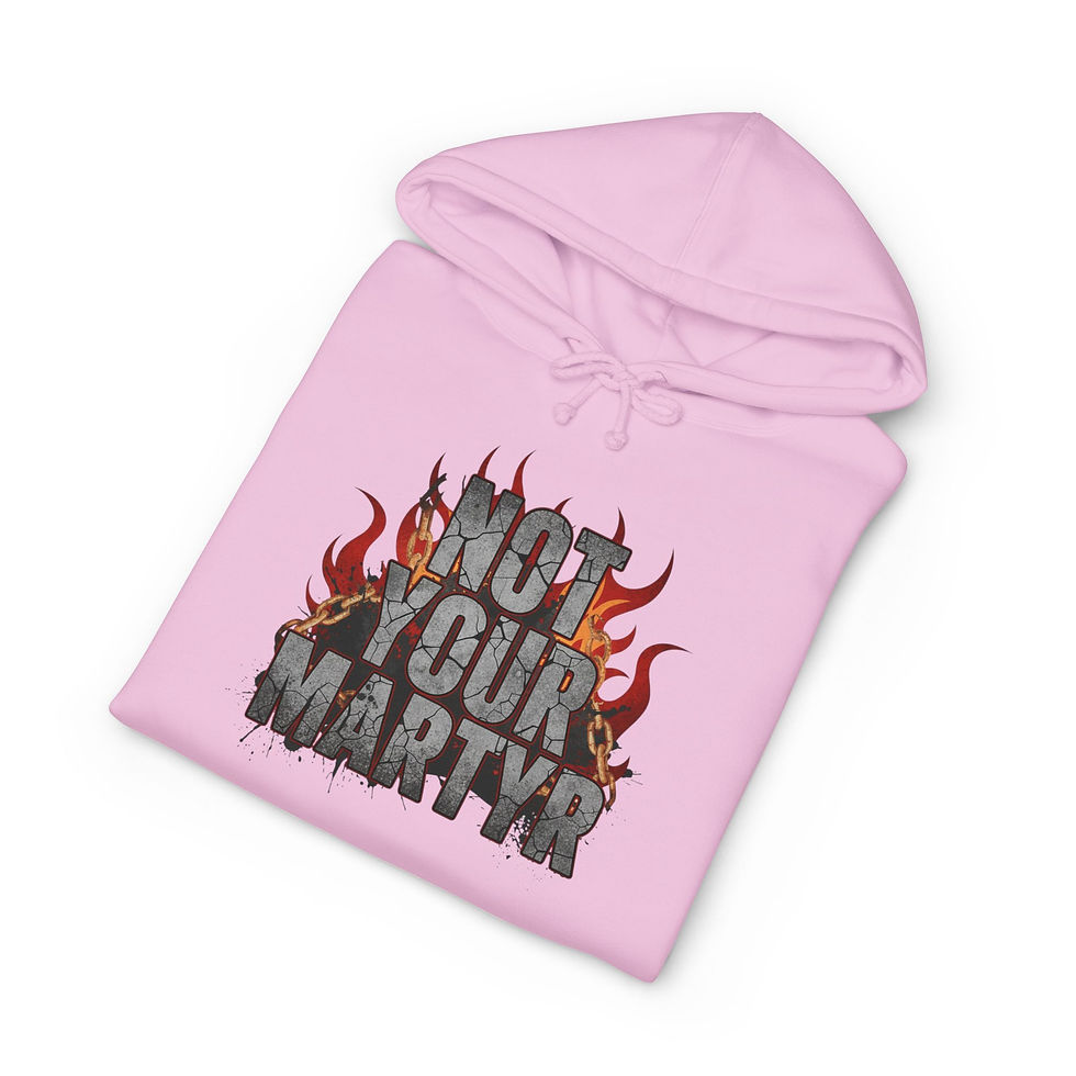 Thumbnail: 'Not Your Martyr' Grunge Flame Graphic Mental Health Hoodie