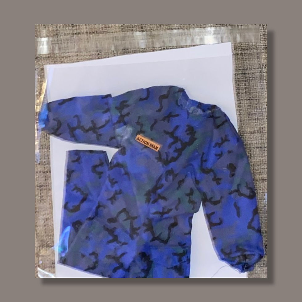 1/6 Scale Blue Camo Outfit Set, Appears to be Action Man Style Top & Pants