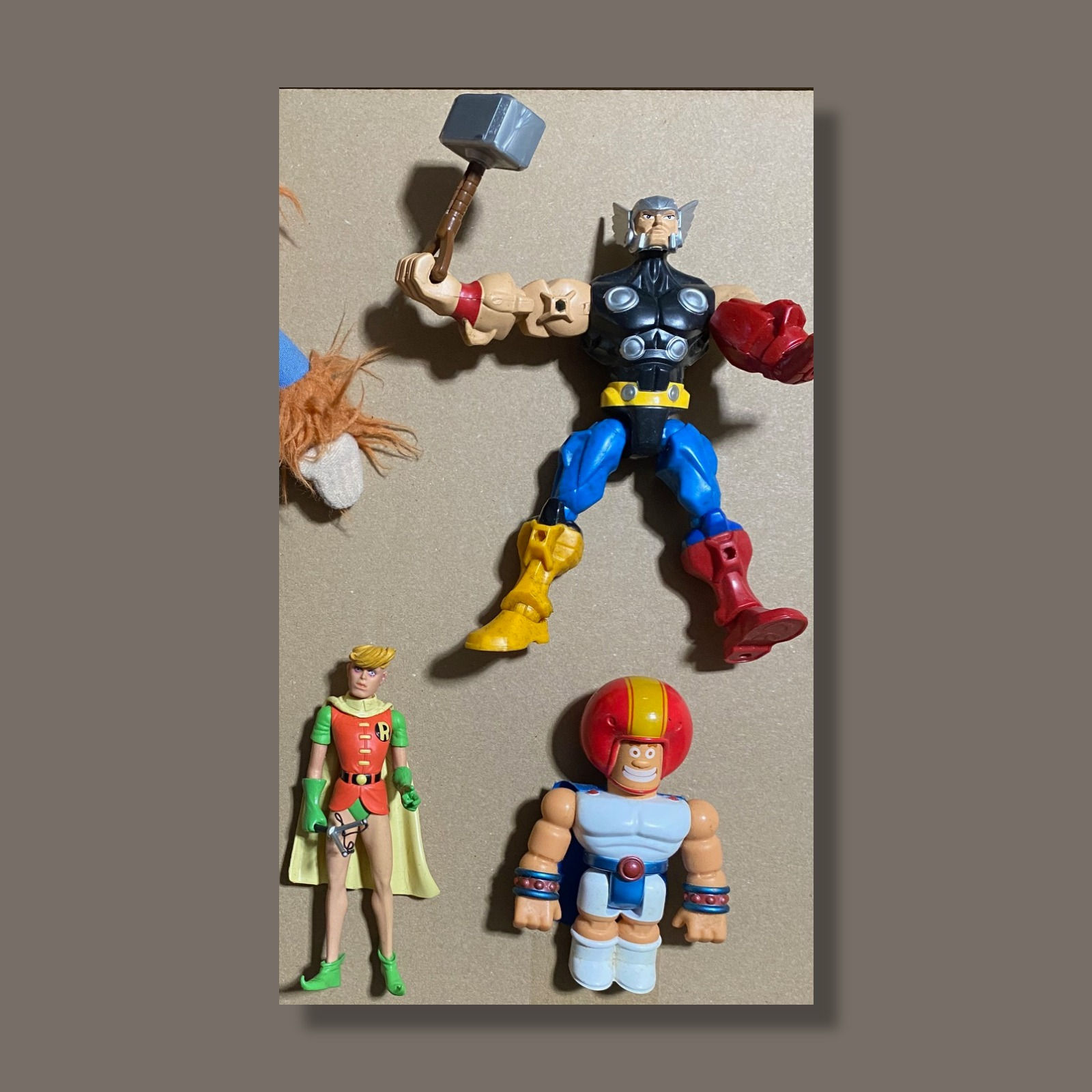 Comic Superhero Action Figure Bundle - Thor, Robin & Vintage Hero