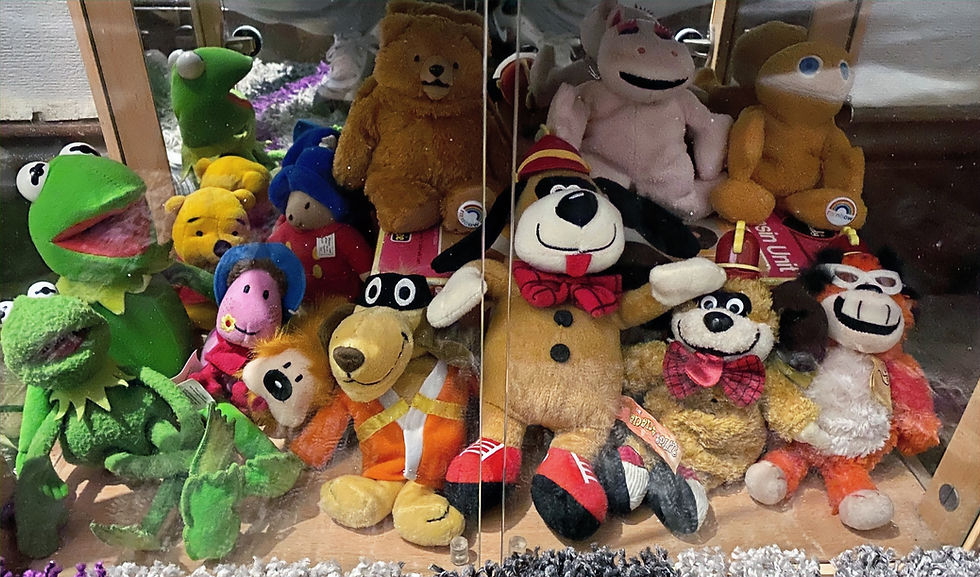 A collection of nostalgic plush toys