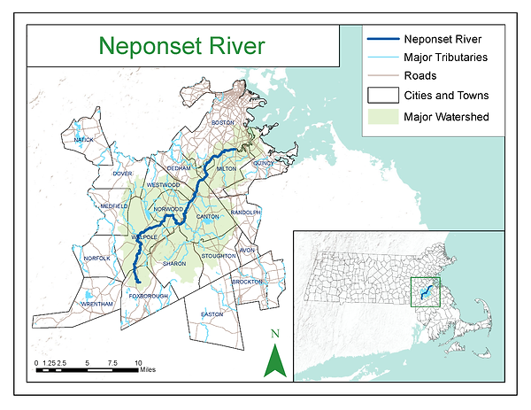 Neponset River watershed map