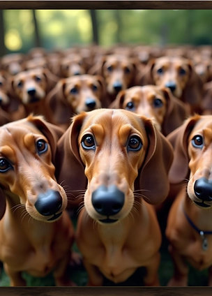 "DACHSHUND REUNION " Framed