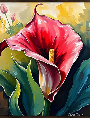 "CALLA LILY RED" Framed