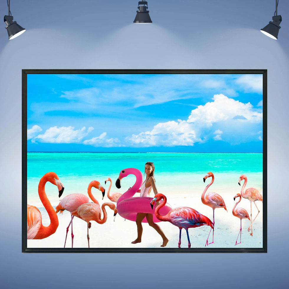 "FLAMINGO BEACH" Framed