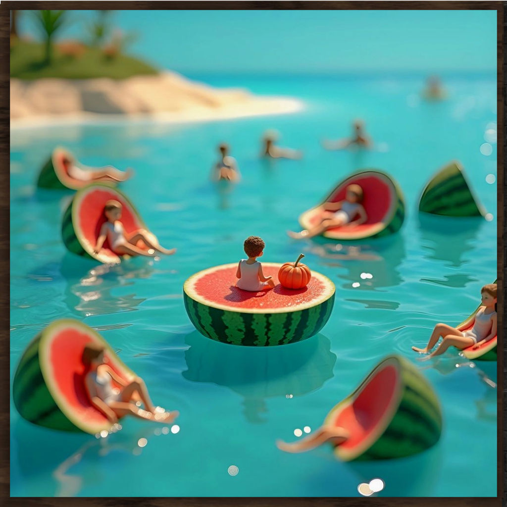 "WATER LOUNGER" Framed