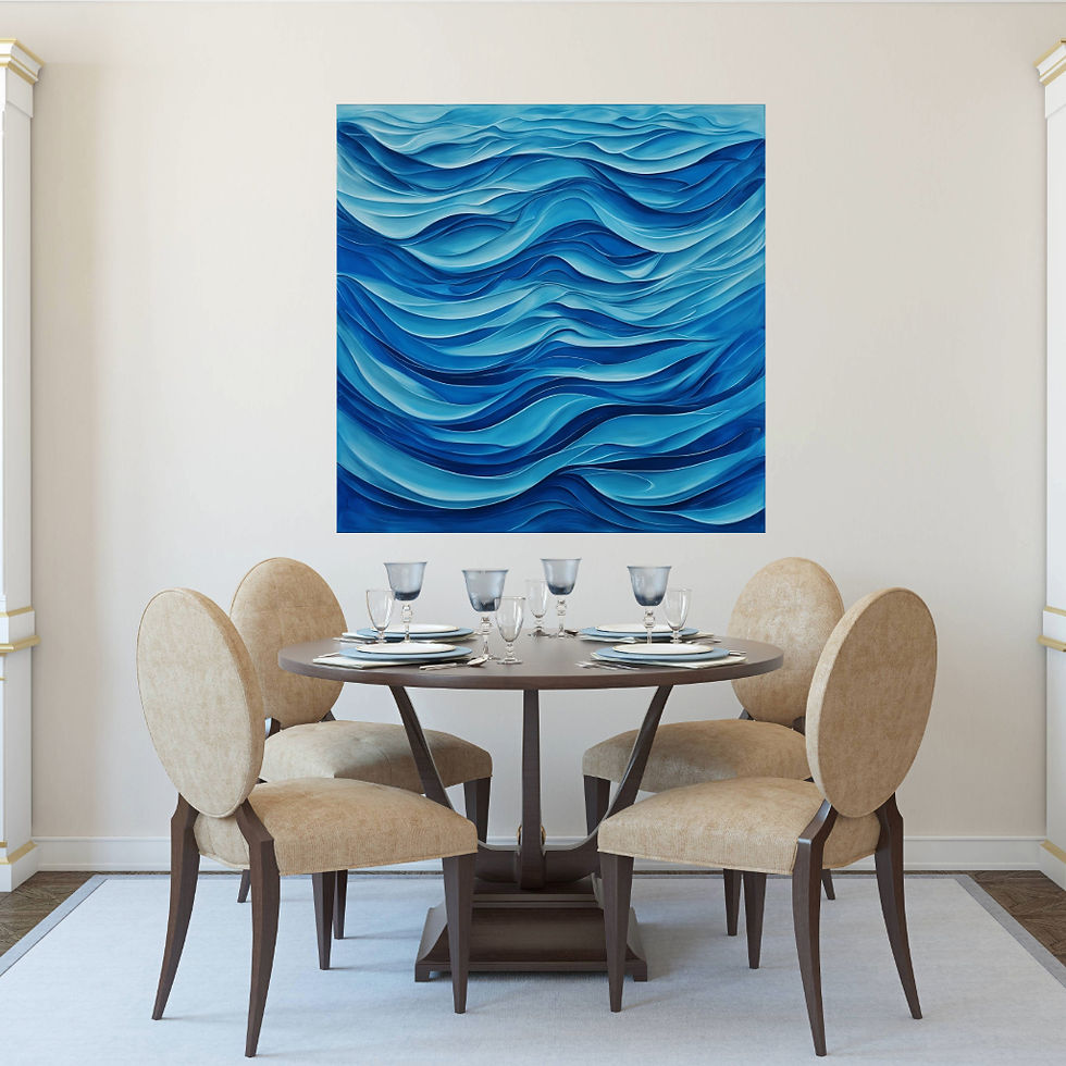 Thumbnail: blue waves wall art home decor canvas art work