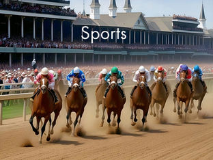 Horses race wall art representing the sports world.