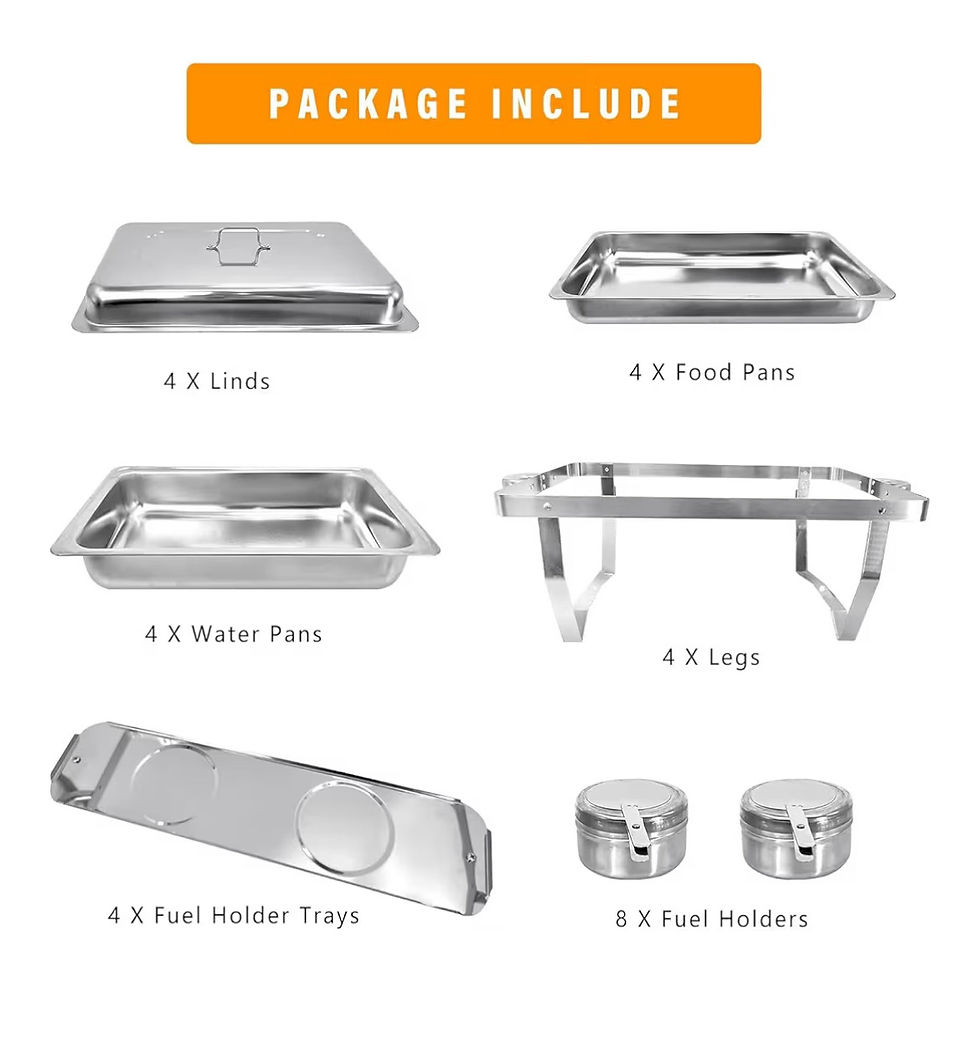 Thumbnail: Chaffing Dish Buffet Set 4 pack Tinana 8QT Stainless Steel with 6 Hr fuel