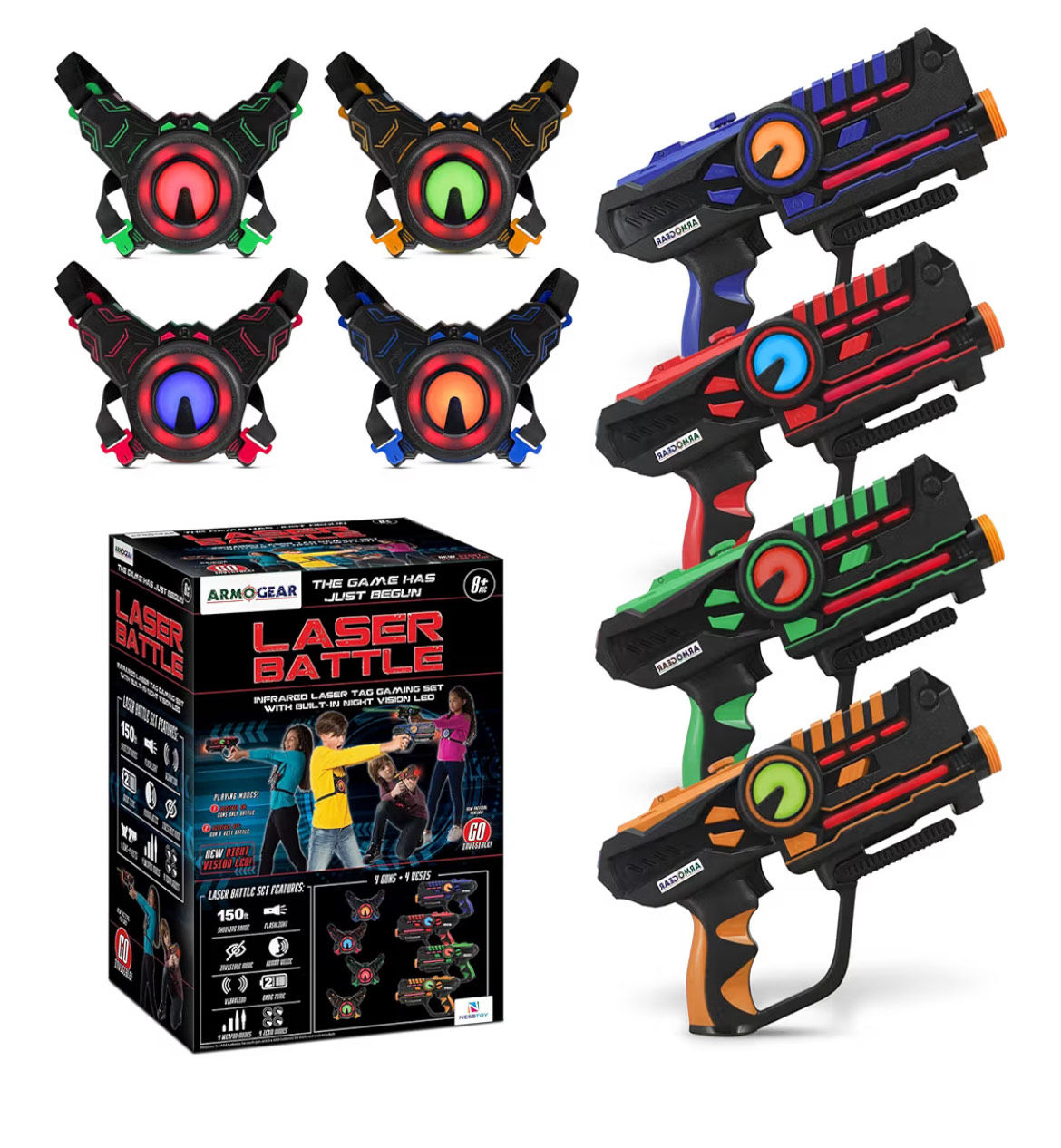 12 Laser tags Gun with vests for kids and adults with combat battlefield