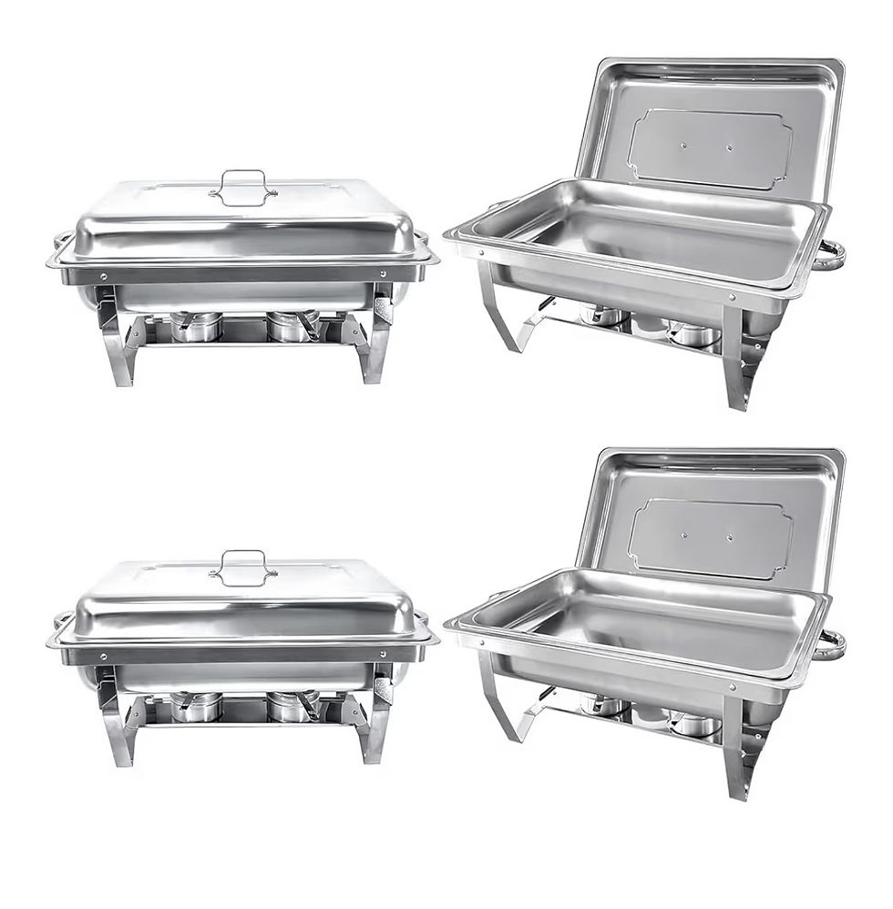 Thumbnail: Chaffing Dish Buffet Set 4 pack Tinana 8QT Stainless Steel with 6 Hr fuel