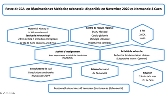 Poste de CCA en Réanimation et Médecine Néonatale au CHU de Caen en novembre 2020.