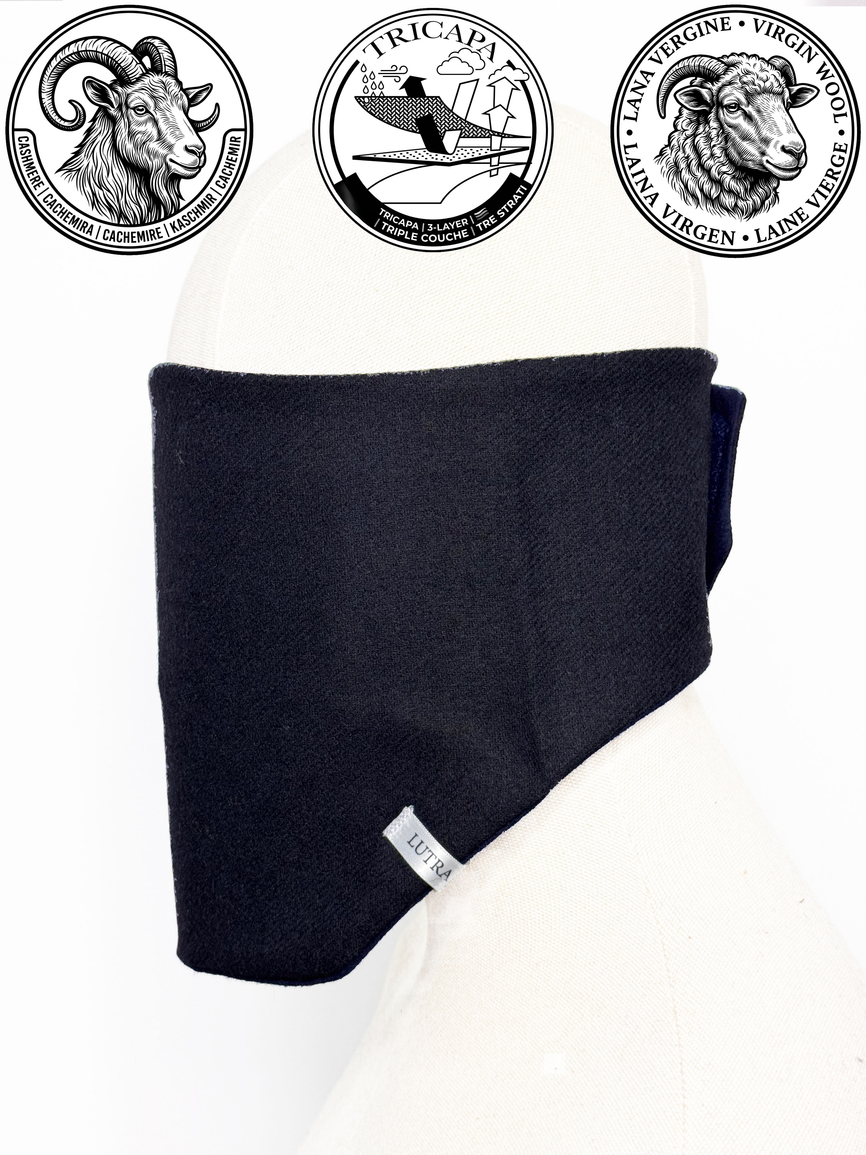 Scaldacollo in Lana Vergine e Cashmere Blu Indaco