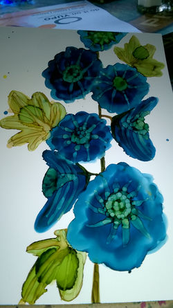 Alcohol ink hollyhock