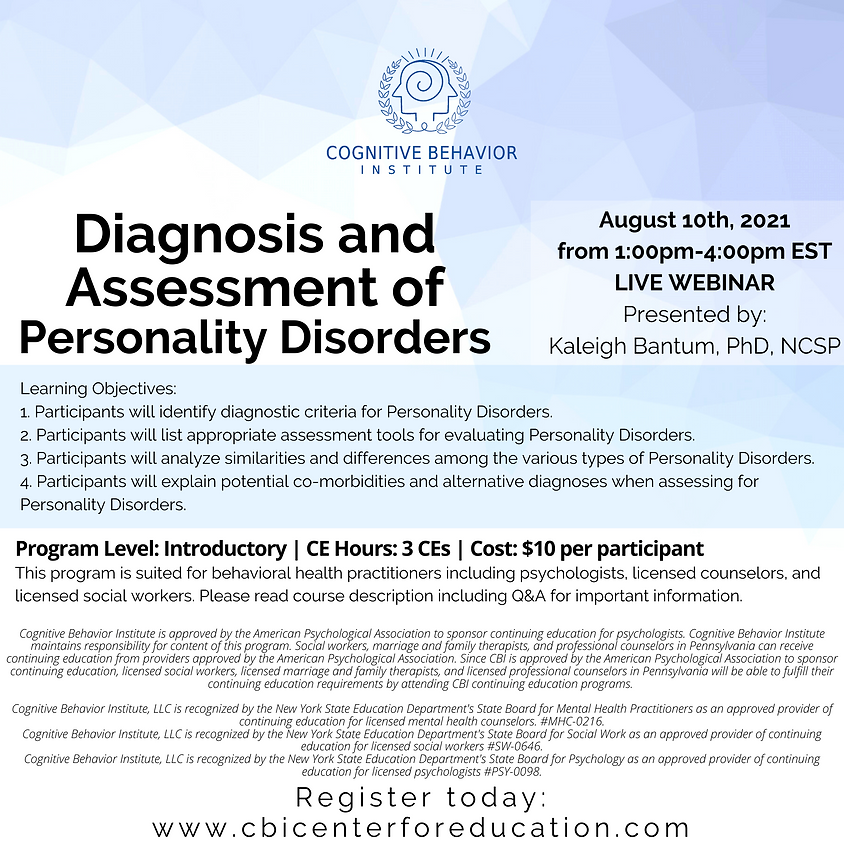 Diagnosis and Assessment of Personality Disorders