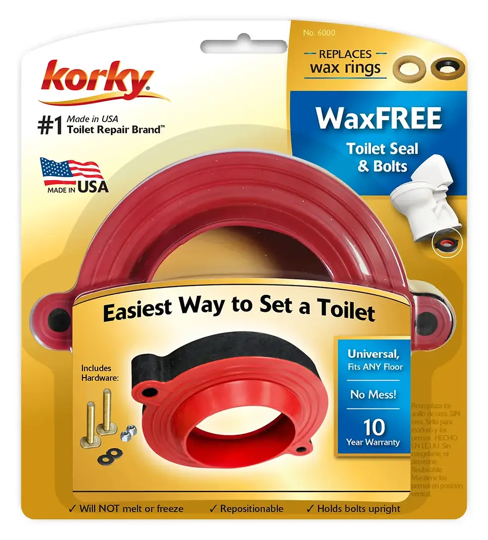 Korky brand universal wax free toilet seal kit.