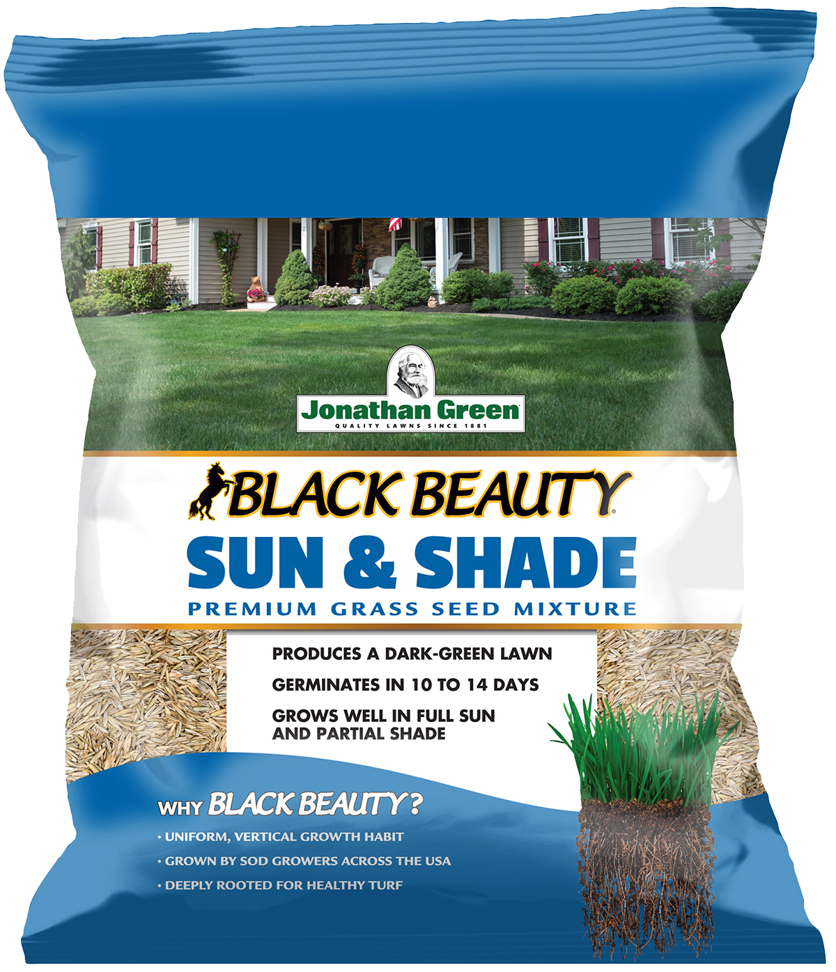 Sun and shade grass seed. From the Black Beauty grass seed line by Jonathan Green