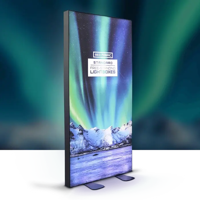 SEG Fabric Free-Standing Lightboxes - with Background Light On