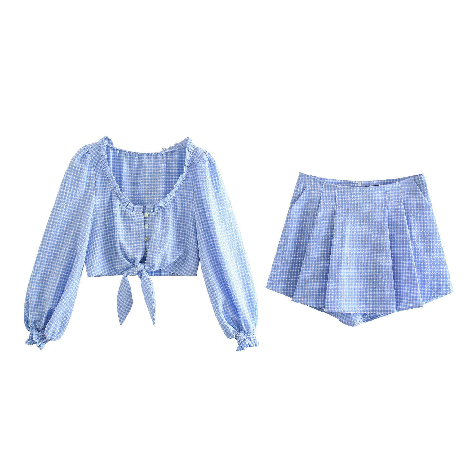 Knotted Top and Pleated Cotton Hakama Outfit