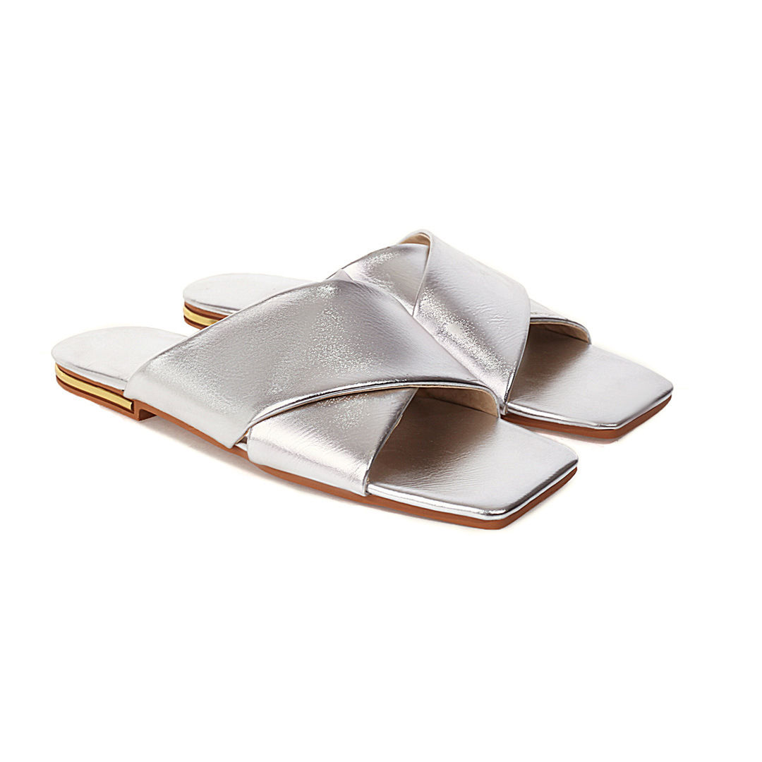 Women's Simple Cross Flat Sandals and Slippers