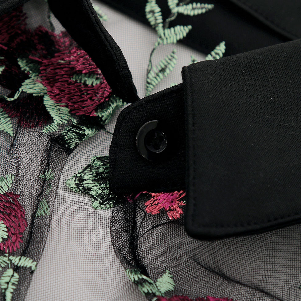 Thumbnail: Embroidered Beaded Mesh Dress With Ruffled Sleeves