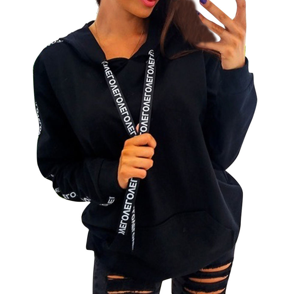 Thumbnail: Women's Oversized Alphabet Ribbon Hoodie Plus Size 18+
