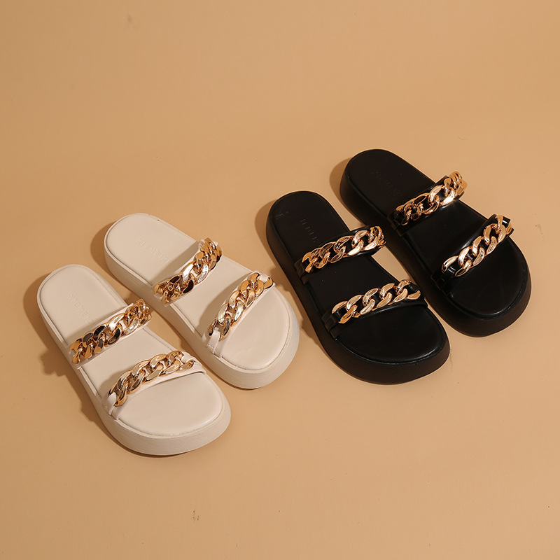 Double Chain Platform Sandals& Slippers Set