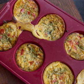 Freshly baked protein-packed savoury muffins with cheese and vegetables