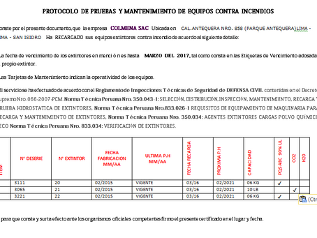 PROTOCOLO Y DOCUMENTOS EXTINTORES