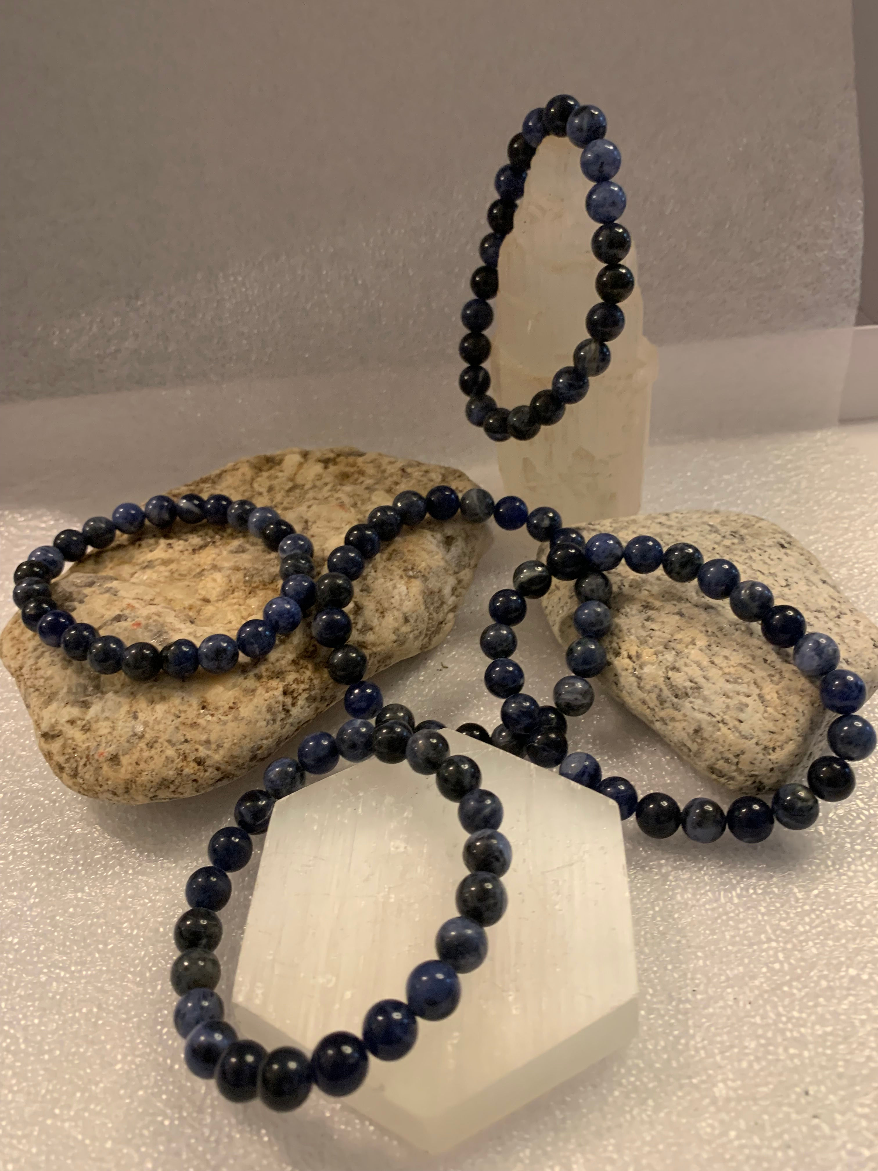 Natural Sodalite 8 mm 7.5'' Crystal Healing Stretch Bracelet