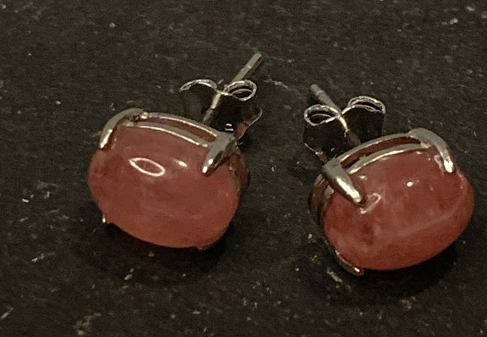Thumbnail: Crystal Stud Earrings 6mm- Amethyst, Malachite, Rhodochrosite
