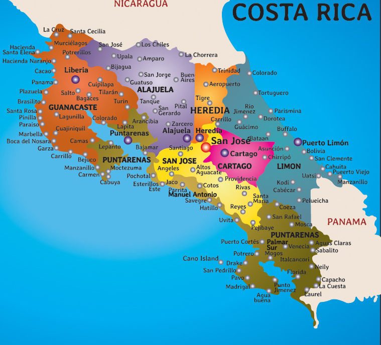 Detailed map of Costa Rica
