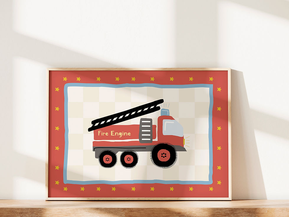 Thumbnail: Toddler boys wall art, transport theme, set of 5 prints