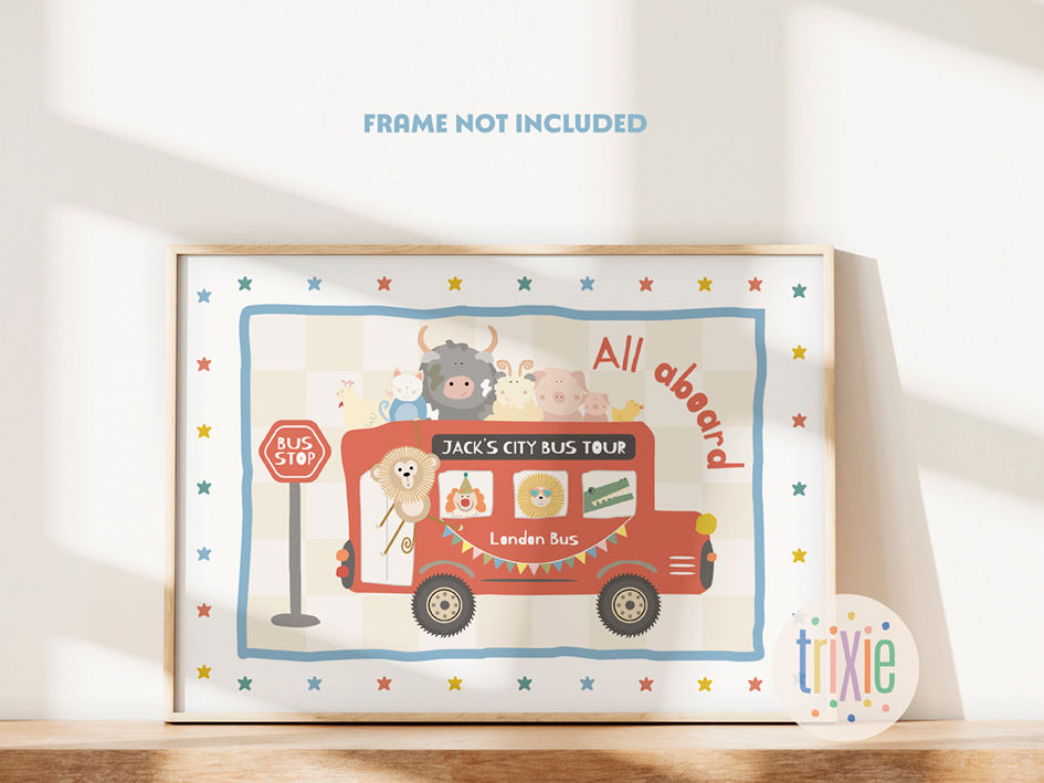 Thumbnail: Bus nursery print, boys bedroom wall art