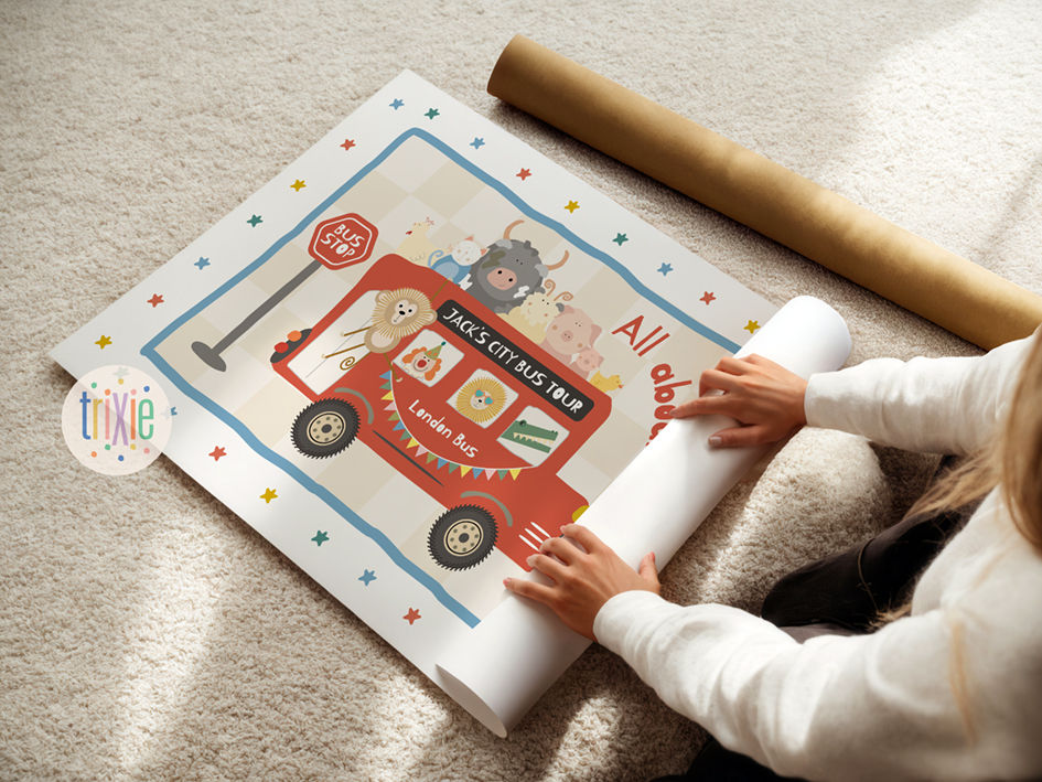 Thumbnail: Toddler boys wall art, transport theme, set of 5 prints