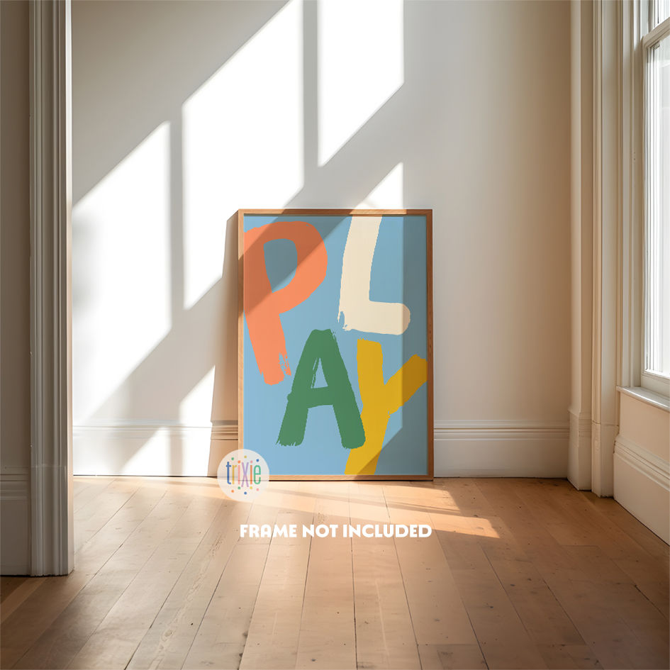 Thumbnail: 'PLAY' toddler quote print