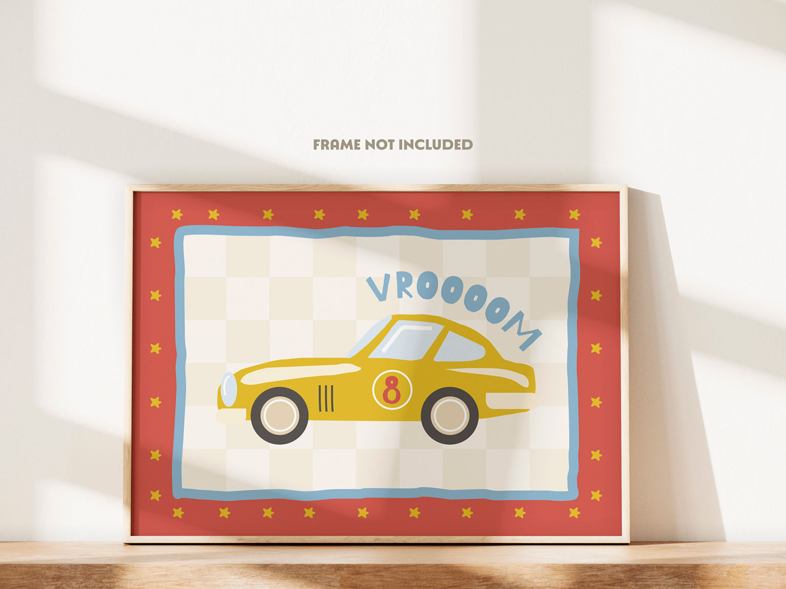 Yellow Vintage Race Car print