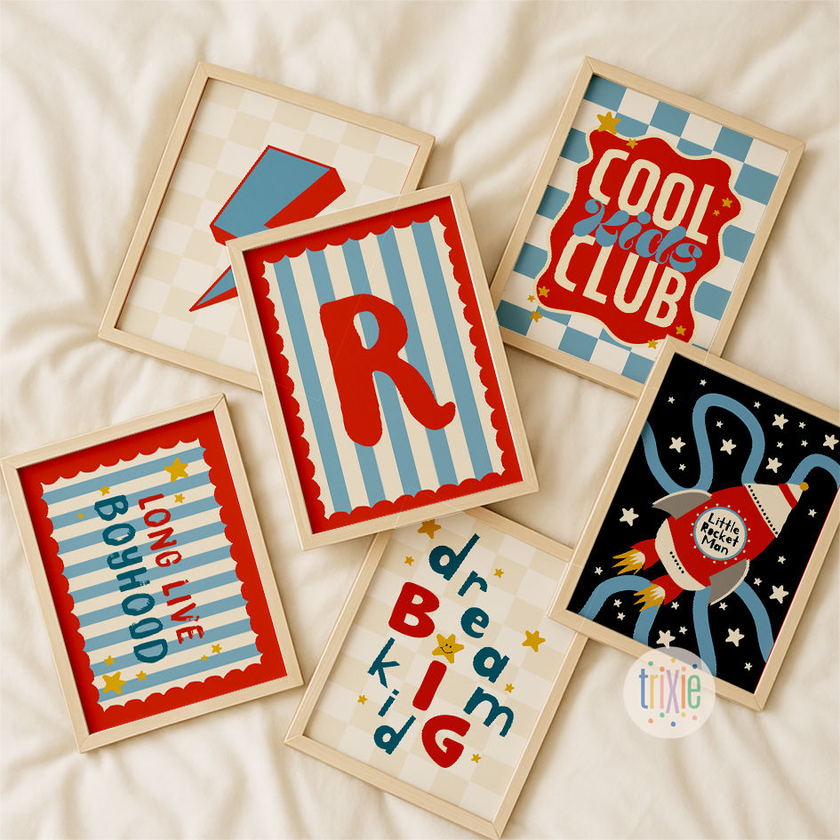 Set of 6, boys gallery wall prints