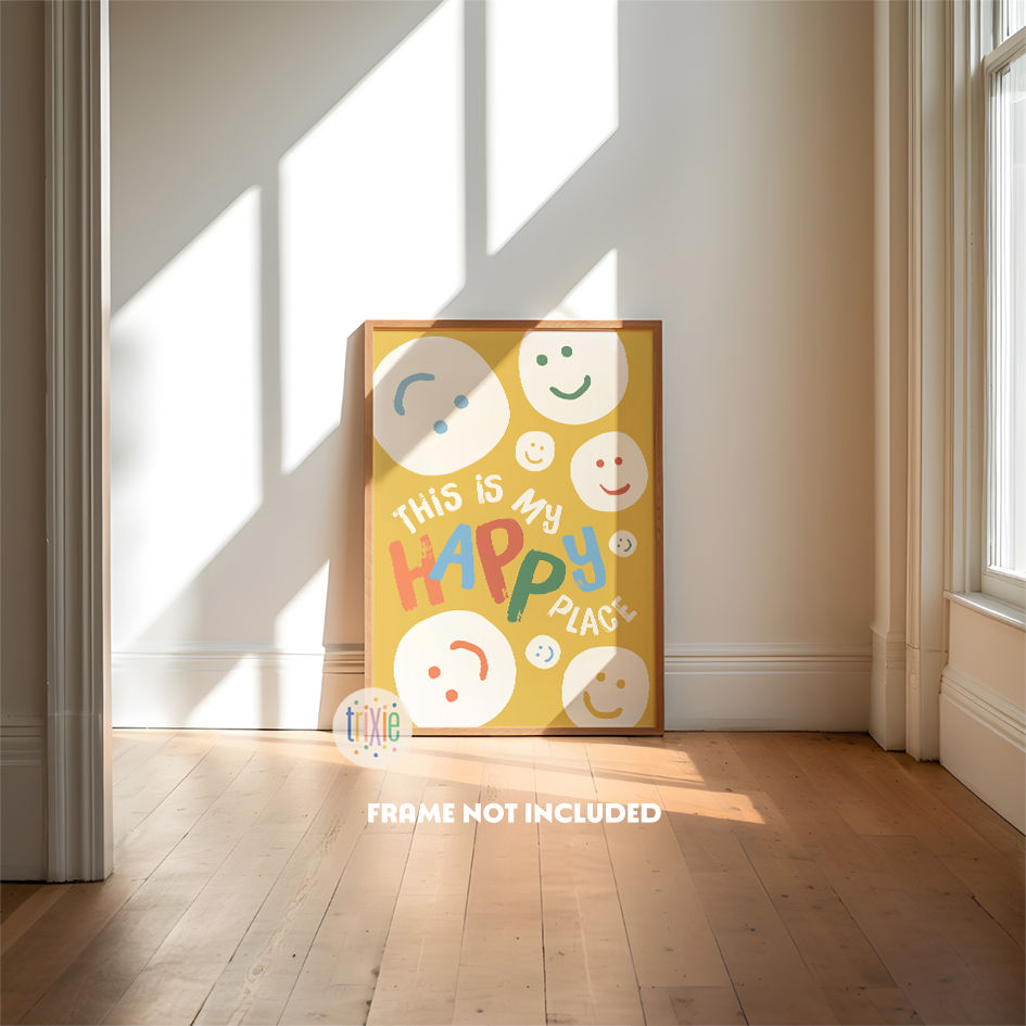 Thumbnail: Happy face nursery quote print