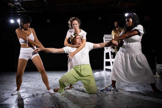 Helen. by Caitlin George, a play of The SuperGeographics, featuring Lanxing Fu, Grace Bernardo, Jonathan Taikina Taylor, Constance Strickland, Melissa Coleman-Reed, photo credit Mara Baranova