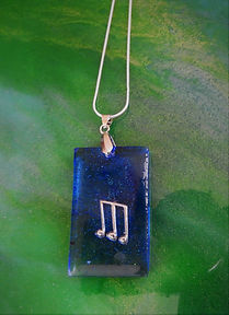 Pendentif,musique,résine,bleu,argent