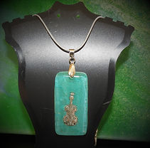 Pendentif,violon,turquoise,résine,argent,jewel