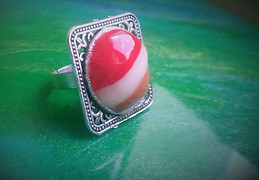 loviart,bague,fimo,rouge,blanc,marron,cadeau,femme,jewel,ring,red,white