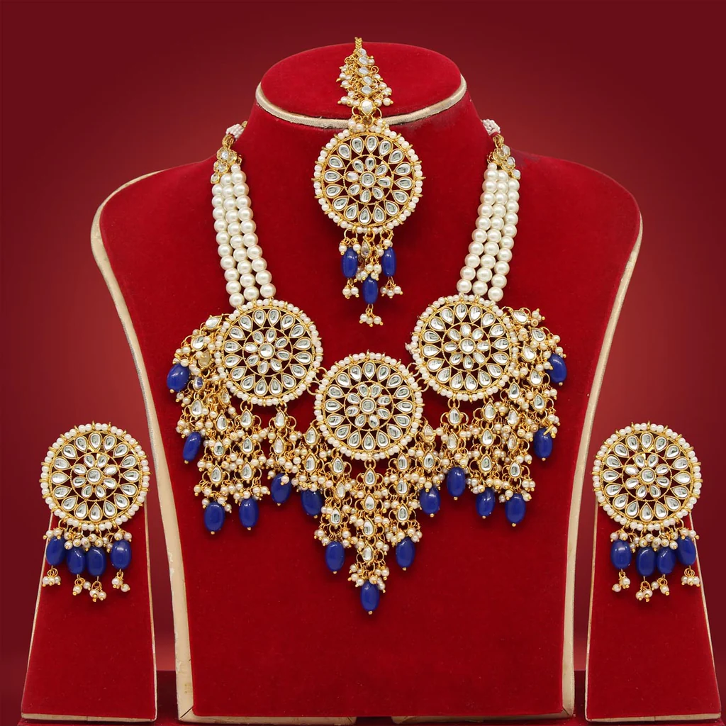 Blue Kundan Necklace Set