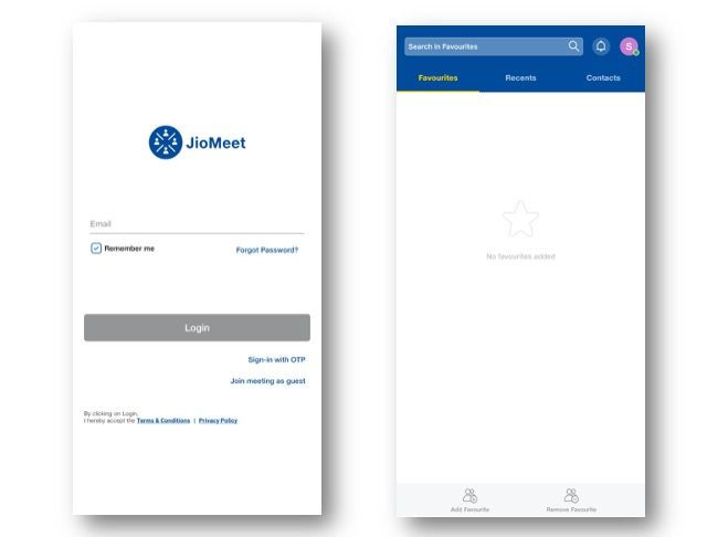 look of the jio meet app