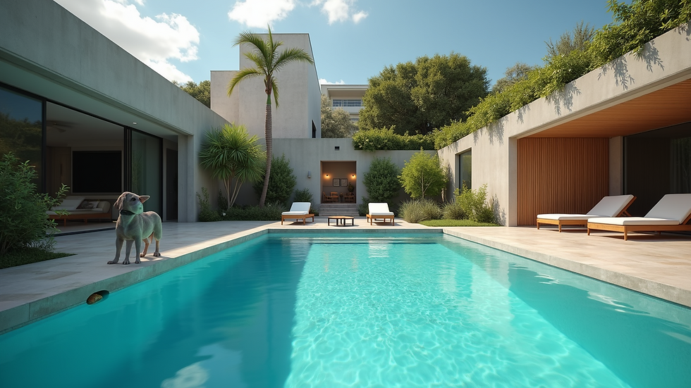 Eye-level view of a pool design consultation taking place